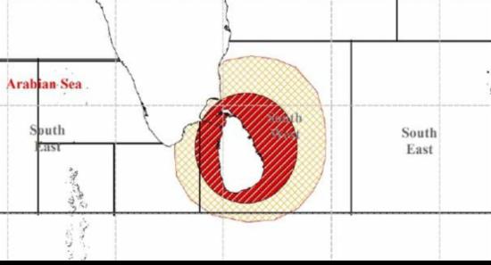 Cyclone Threat Looms South-East of Sri Lanka